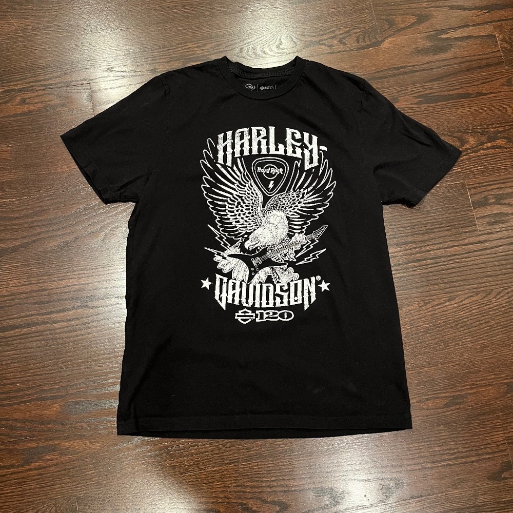 Men’s Harley Davidson Hard Rock 120th Anniversary Black Graphic T-Shirt L